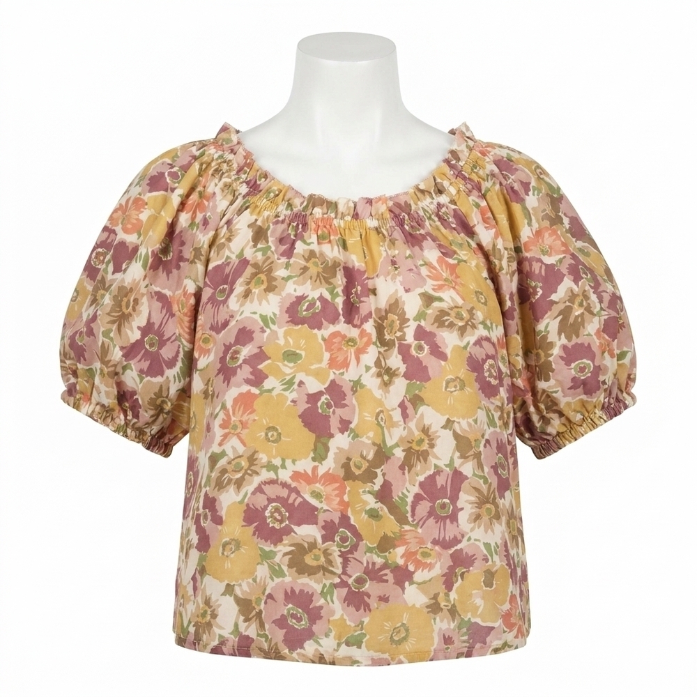 NEW THE GREAT. women's the garland top in golden lilac flower